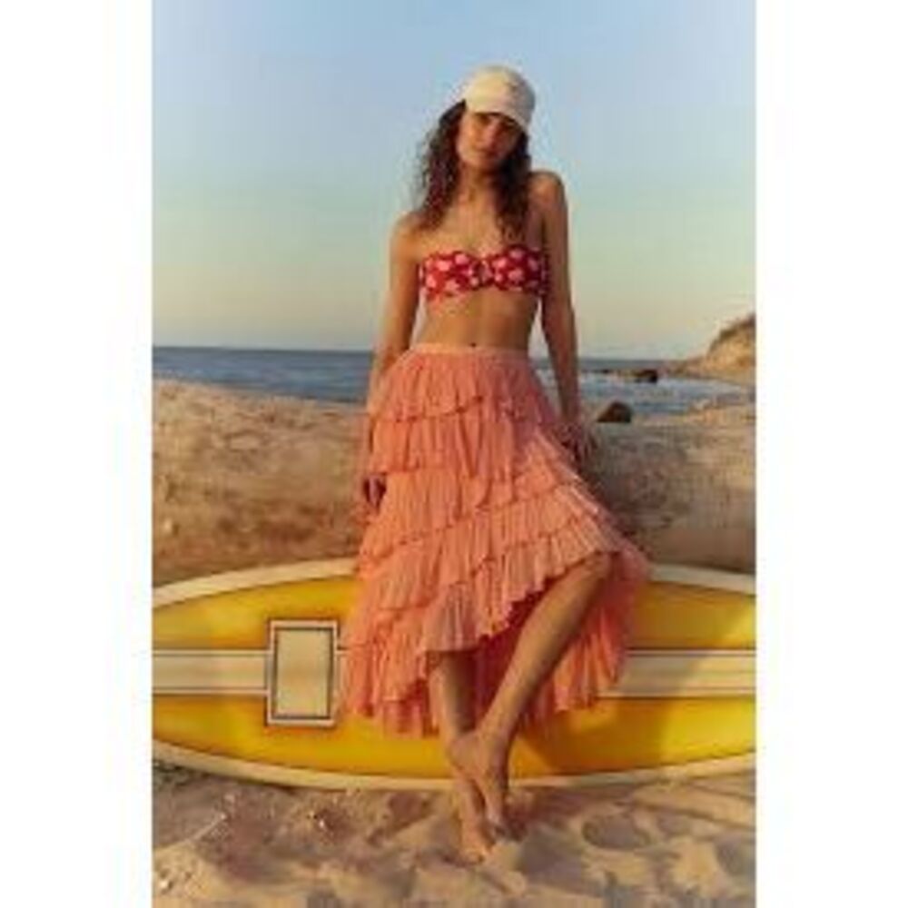 Anthropologie Tiered Ruffle High-Low Skirt